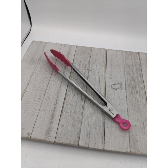 Locking Stainless Steel 10 1/4" Tongs Pink Shell Shaped - Picture 10 of 10
